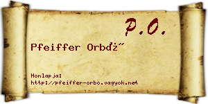 Pfeiffer Orbó névjegykártya